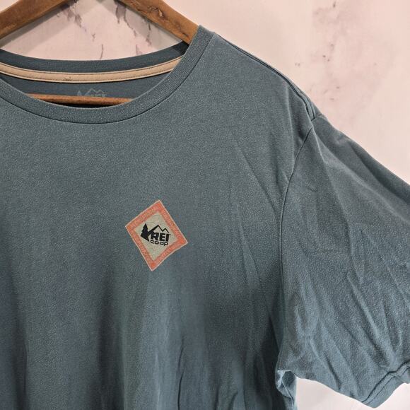REI T Shirt Mens XL Blue Short Sleeve Crew Neck Cotton Tee Employee Uniform - Picture 8 of 9